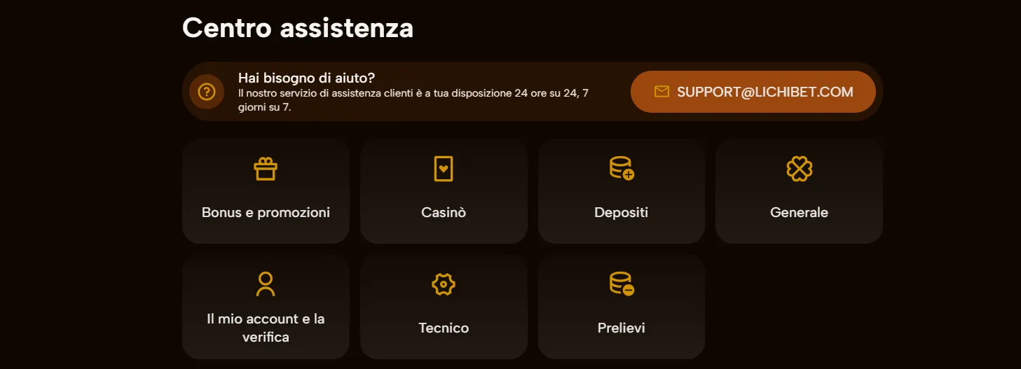 Lichibet Casino support